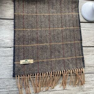 Henry White Dublin 100% Lambswool Plaid Fringed Wrap Scarf